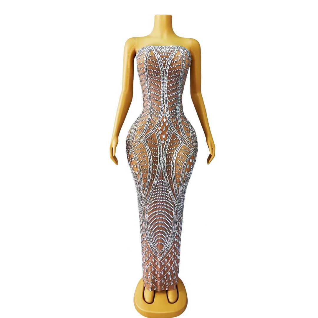 CELESINYI Haitun Crystal Feather Bodysuit