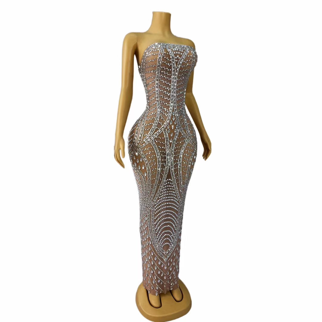 CELESINYI Haitun Crystal Feather Bodysuit