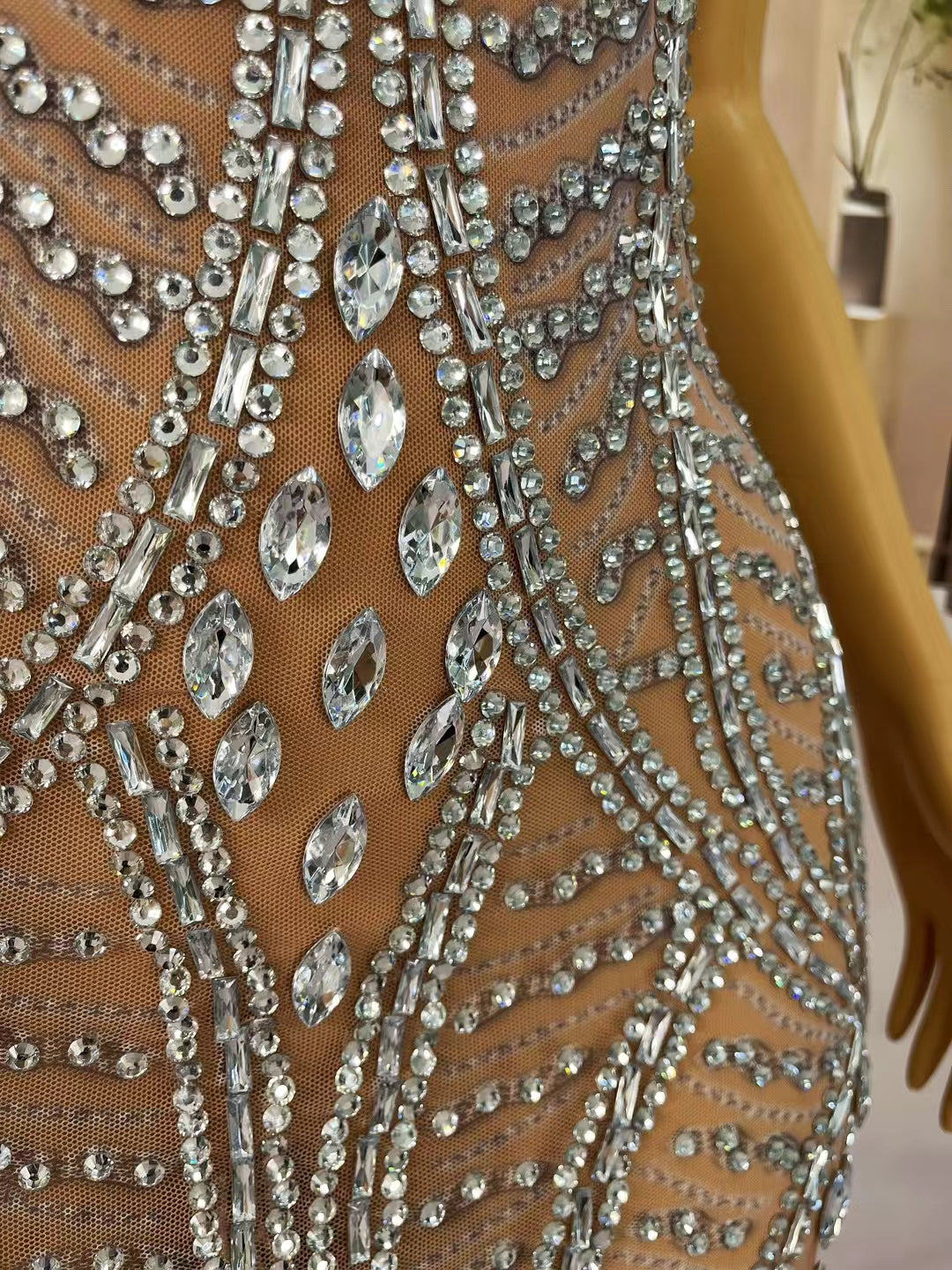 CELESINYI Haitun Crystal Feather Bodysuit