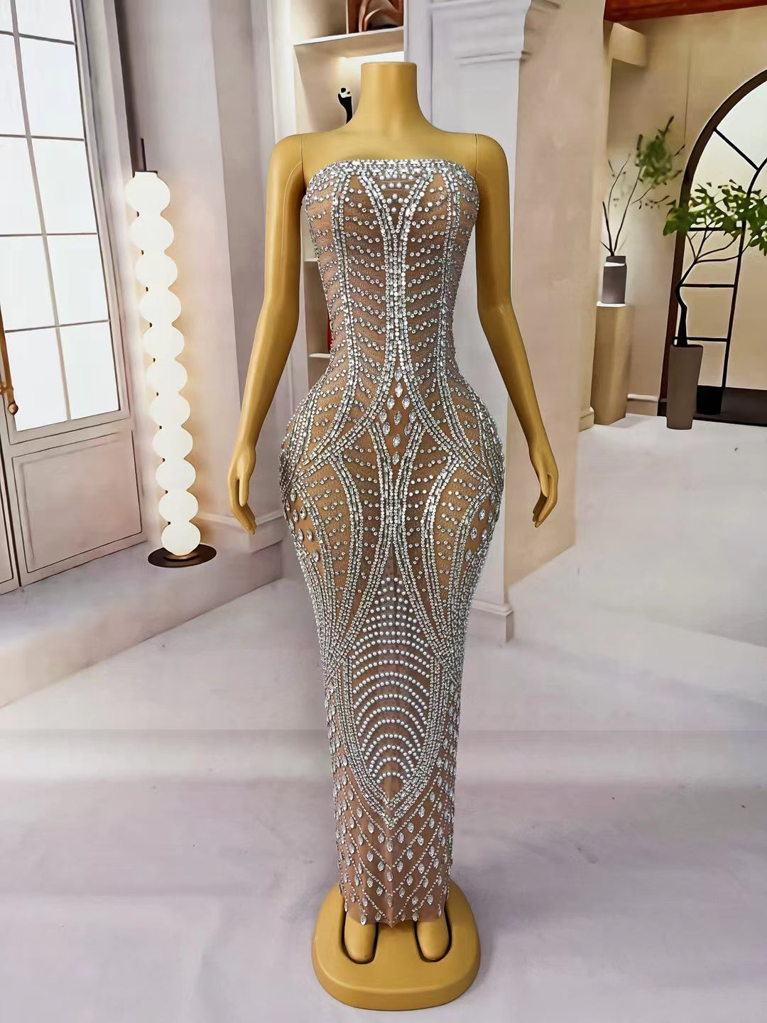 CELESINYI Haitun Crystal Feather Bodysuit