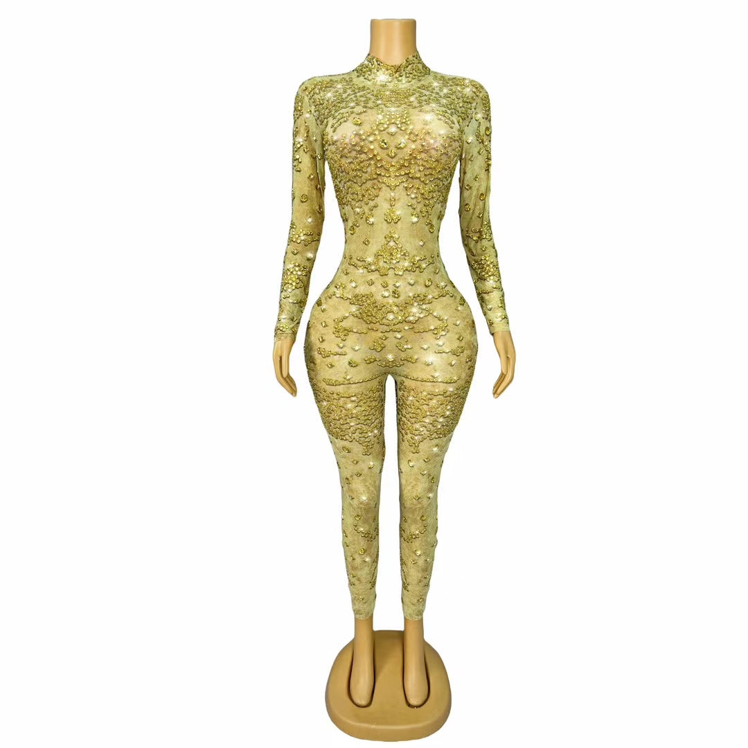 CELESINYI Huangjinye Crystal Gold Leaf Bodysuit