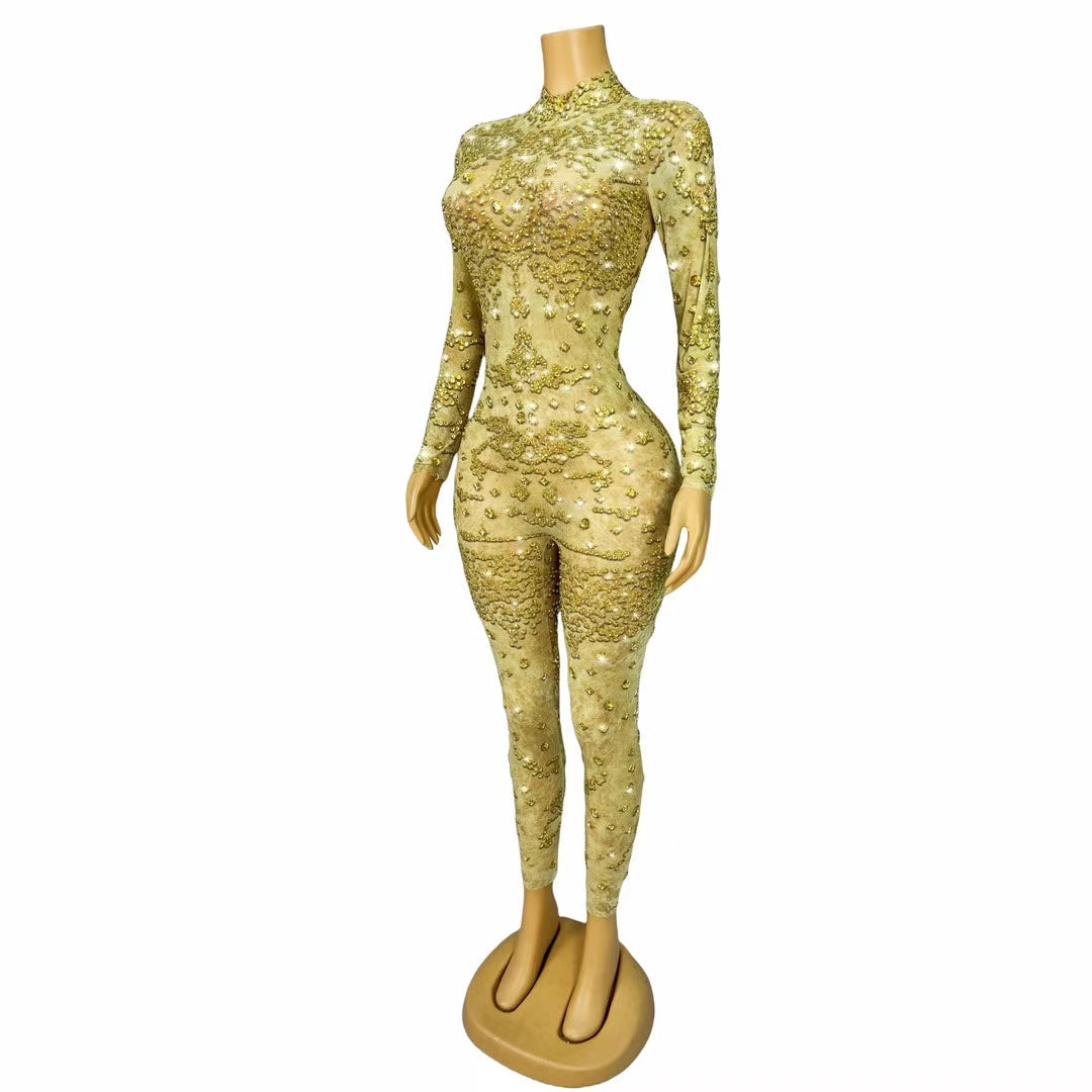 CELESINYI Huangjinye Crystal Gold Leaf Bodysuit