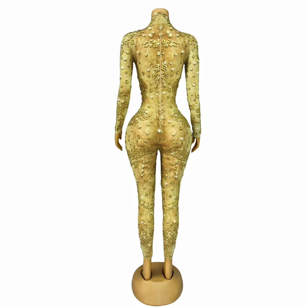 CELESINYI Huangjinye Crystal Gold Leaf Bodysuit