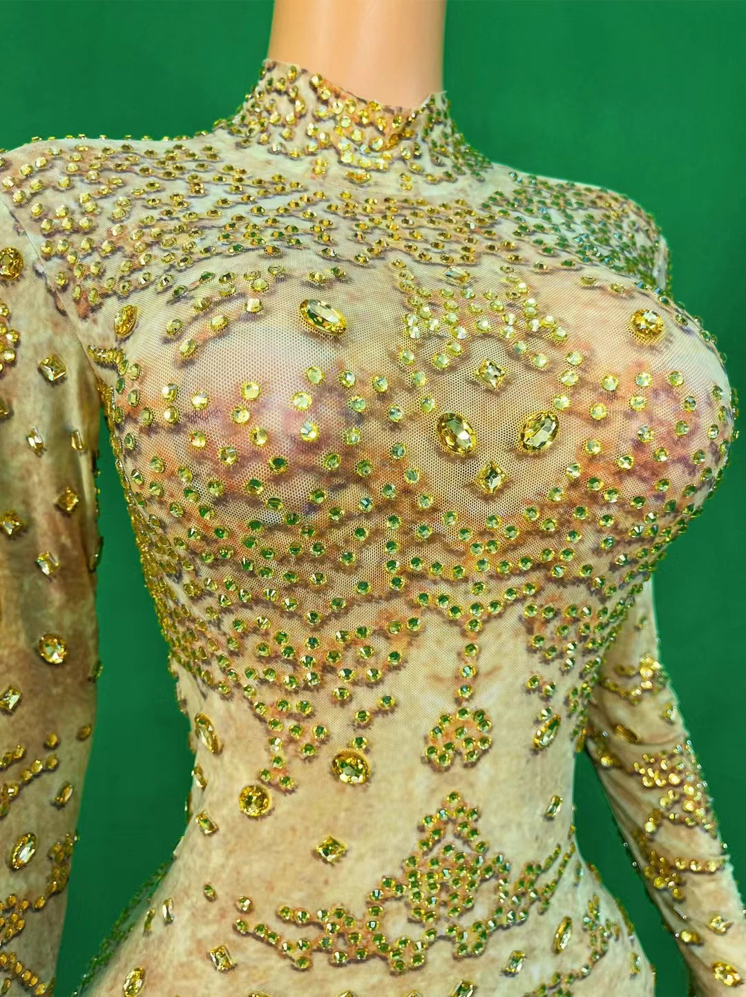 CELESINYI Huangjinye Crystal Gold Leaf Bodysuit