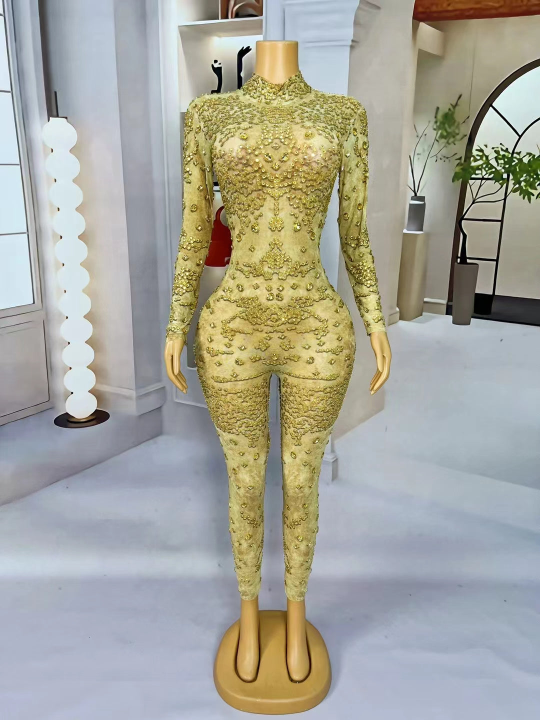 CELESINYI Huangjinye Crystal Gold Leaf Bodysuit