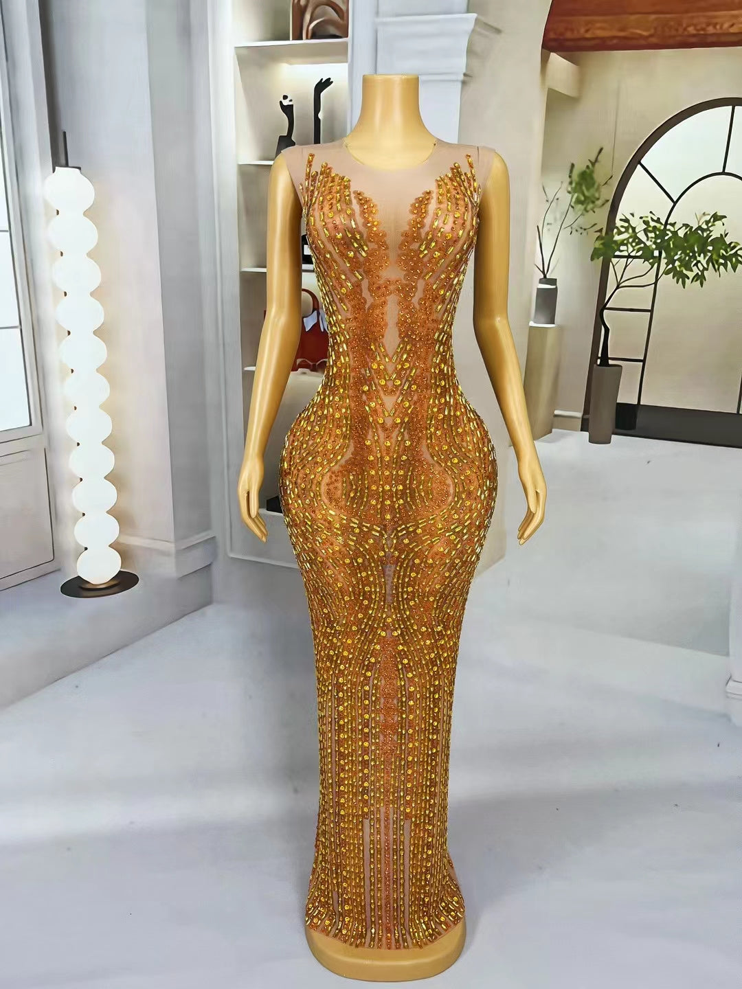 CELESINYI Lieyan Crystal Flame Bodysuit