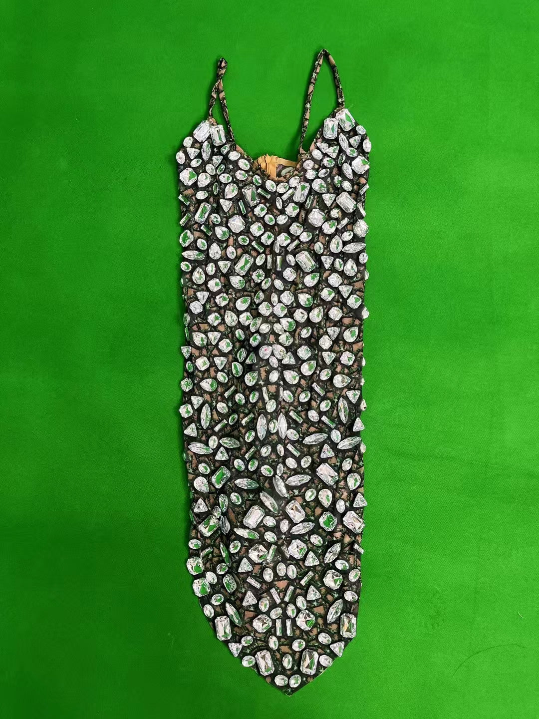 CELESINYI Lvteng Crystal Camo Stone Bodysuit