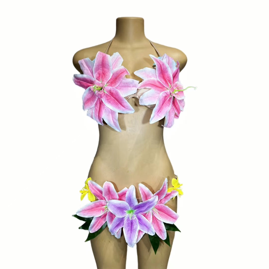 CELESINYI Huaduobijini Crystal Flower Bikini Set