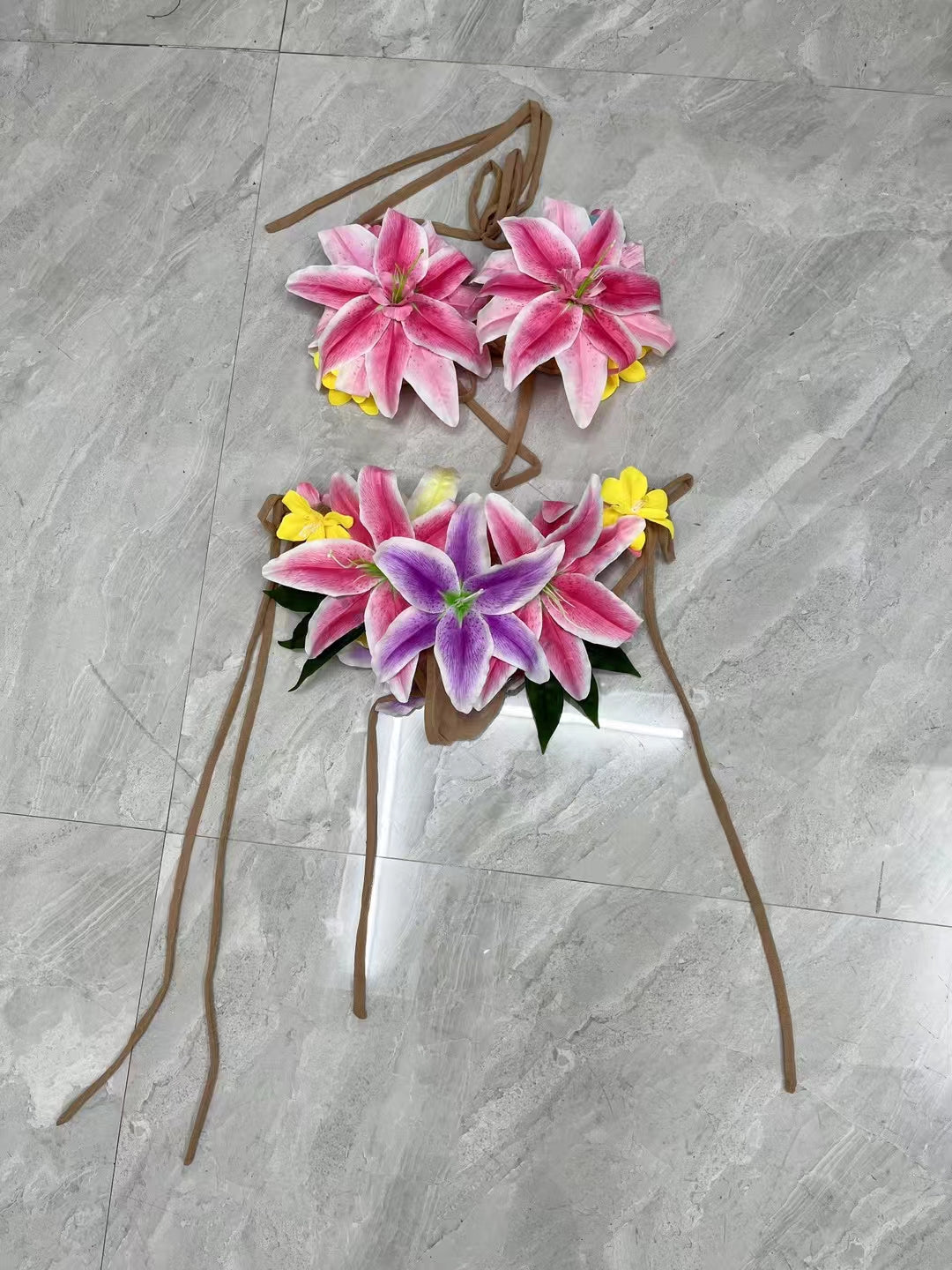 CELESINYI Huaduobijini Crystal Flower Bikini Set
