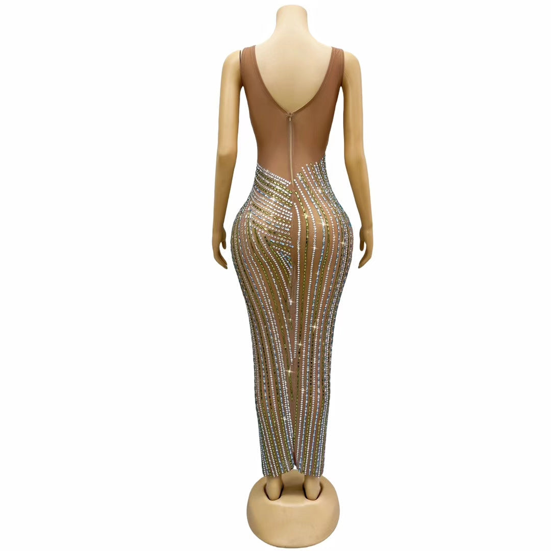 CELESINYI Liuchuan Crystal Teal Stripe Bodysuit