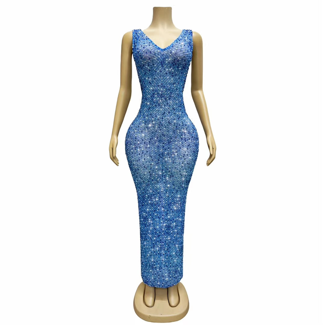 CELESINYI Heshibi Crystal Blue Jade Gown