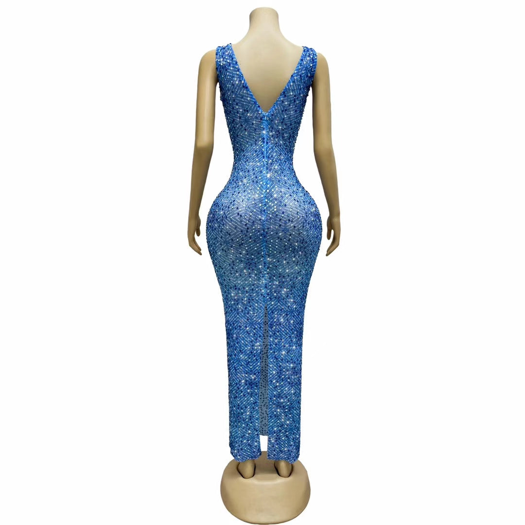 CELESINYI Heshibi Crystal Blue Jade Gown