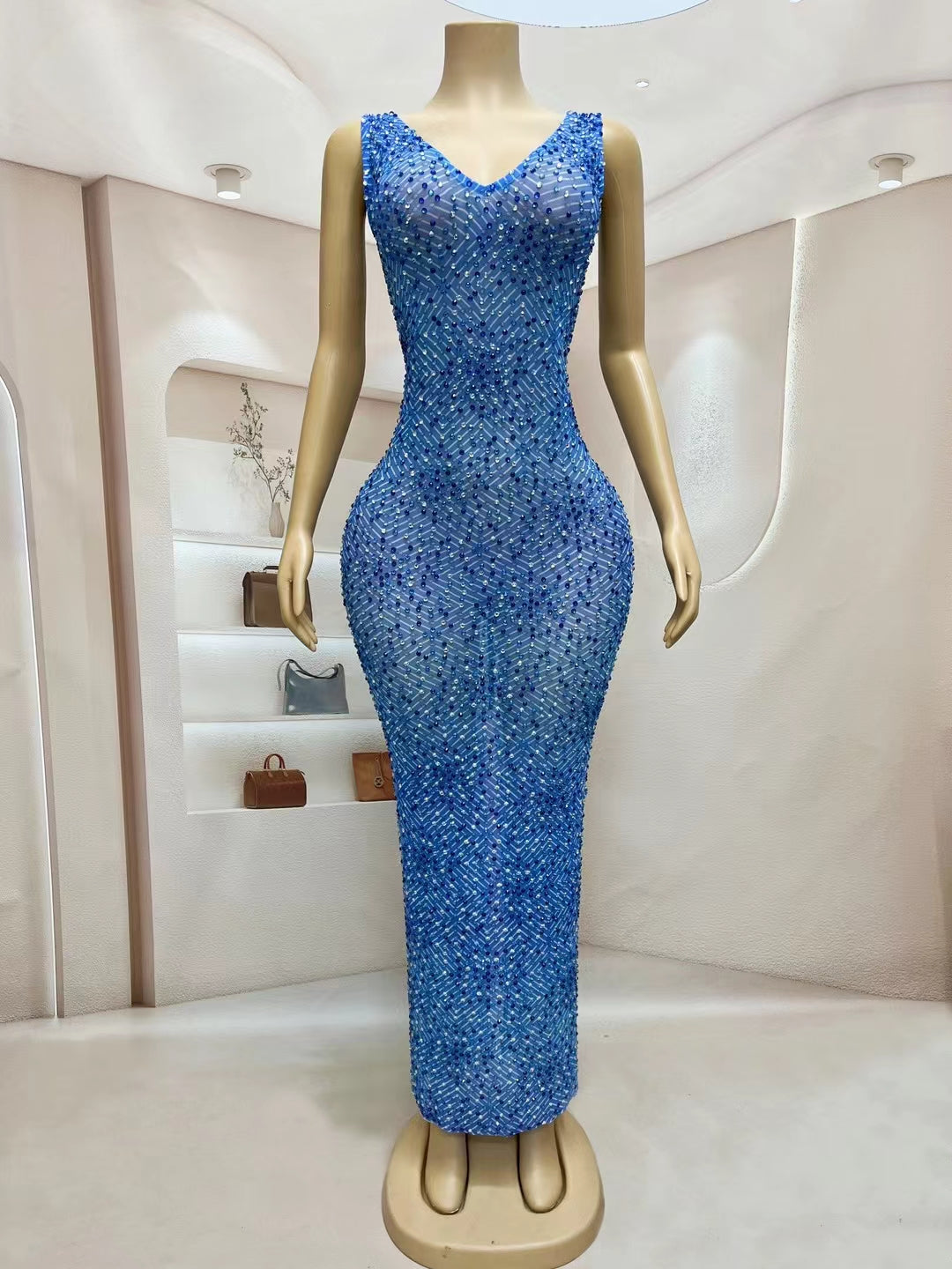 CELESINYI Heshibi Crystal Blue Jade Gown