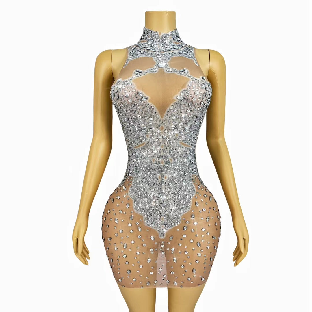 CELESINYI Baizhuhua Crystal Bamboo Illusion Gown