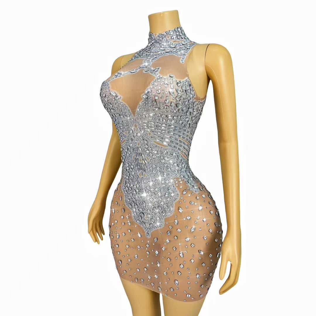CELESINYI Baizhuhua Crystal Bamboo Illusion Gown