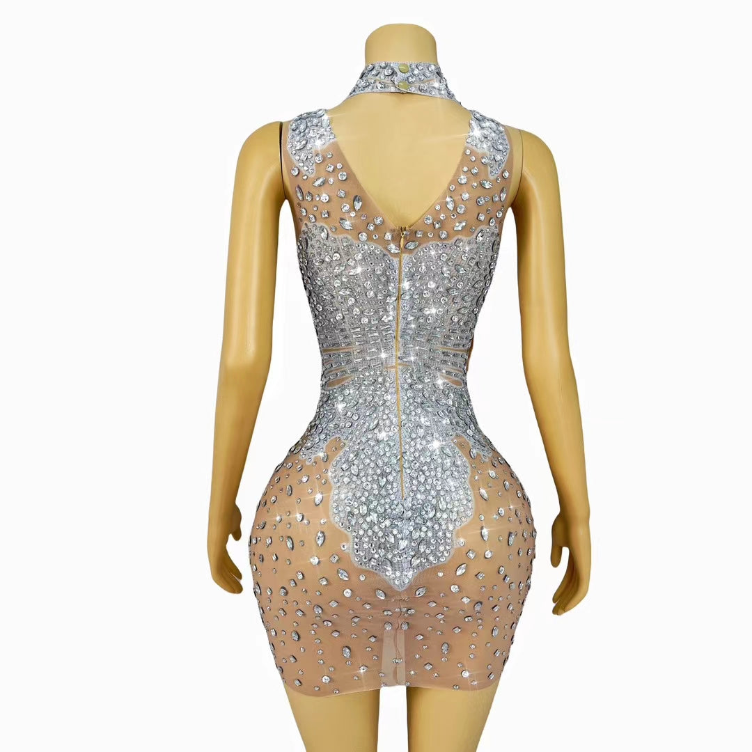 CELESINYI Baizhuhua Crystal Bamboo Illusion Gown