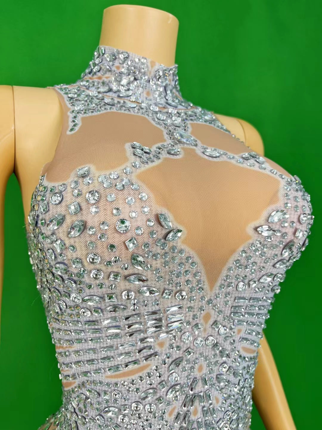 CELESINYI Baizhuhua Crystal Bamboo Illusion Gown