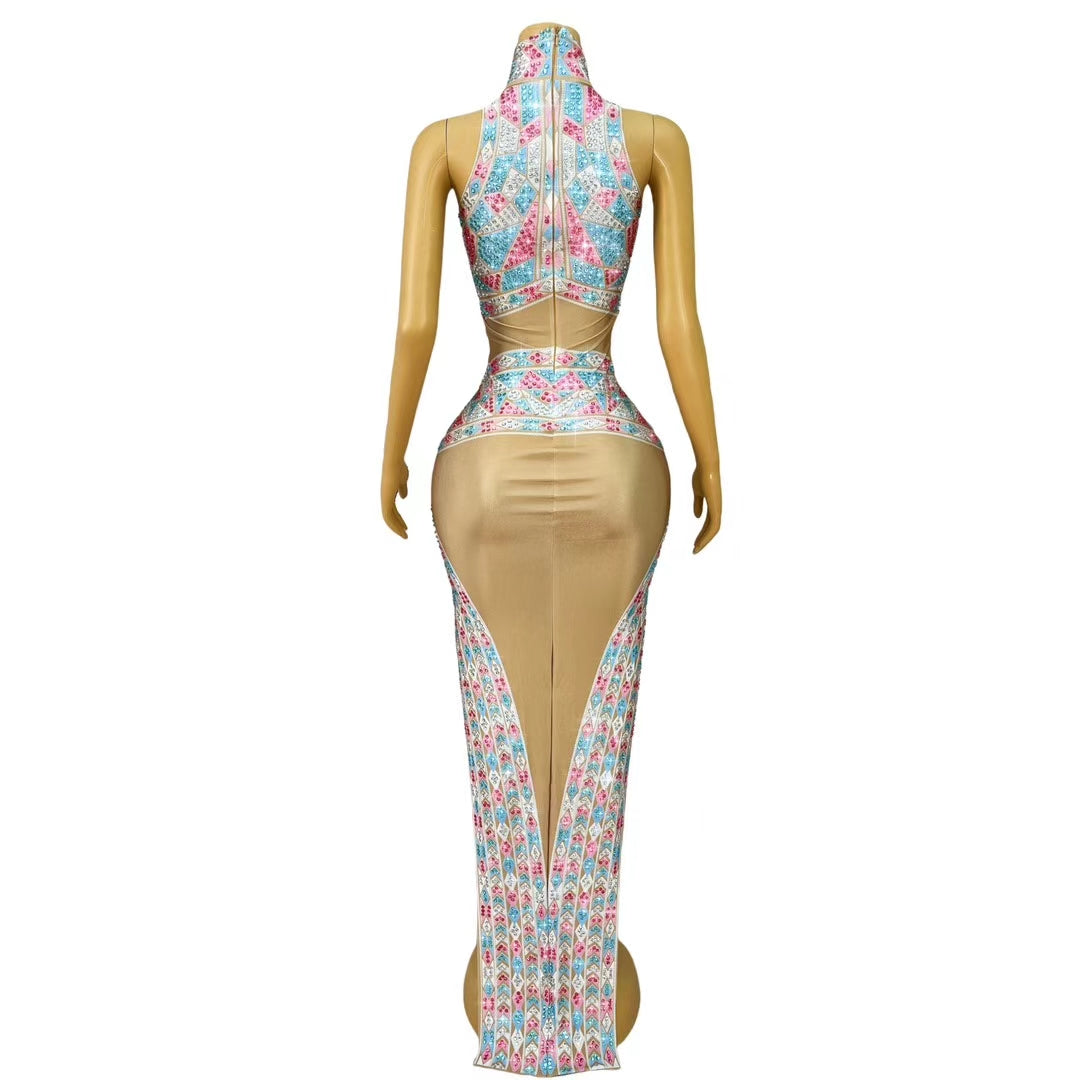 CELESINYI Xuancaifudiao Crystal Mandala Mini Dress