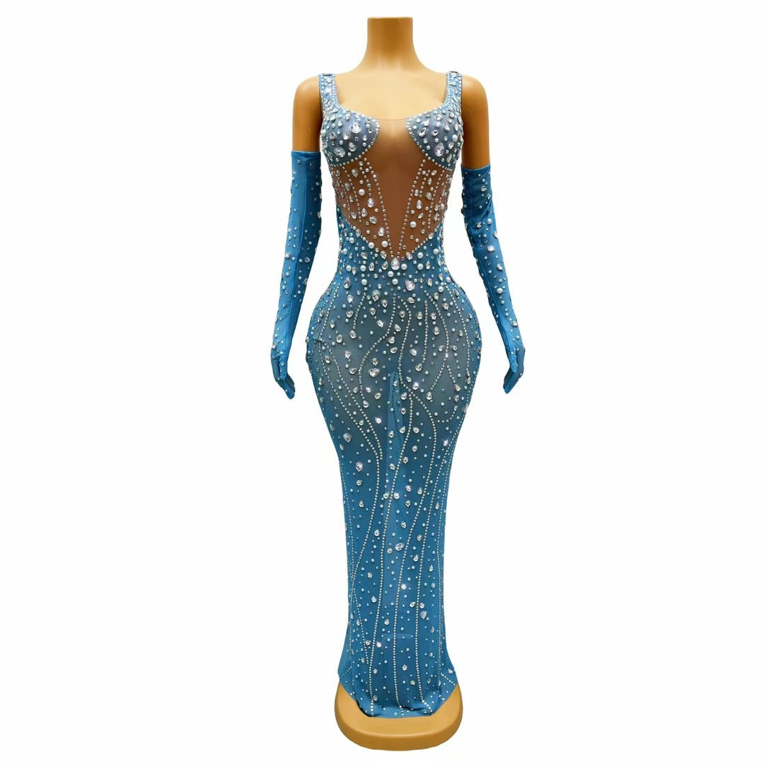CELESINYI Caiguangyin Crystal Opera Sleeve Gown