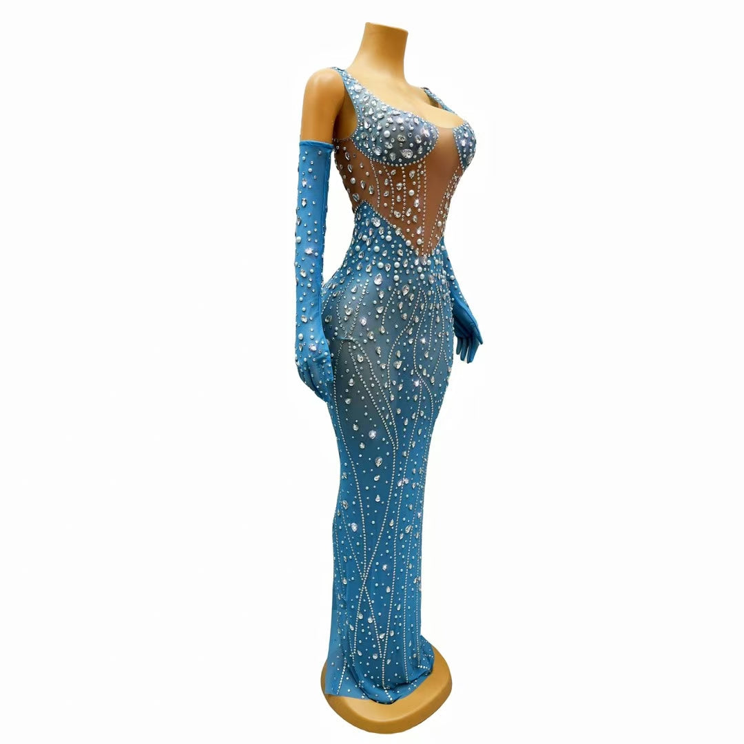 CELESINYI Caiguangyin Crystal Opera Sleeve Gown