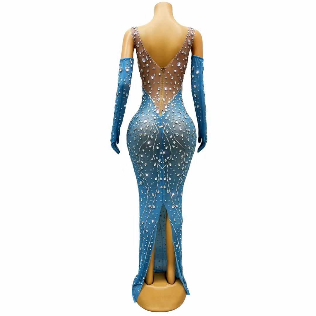 CELESINYI Caiguangyin Crystal Opera Sleeve Gown