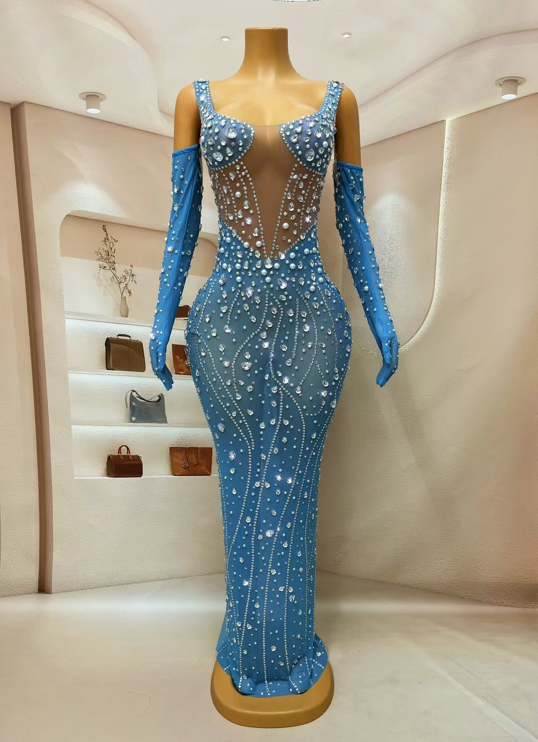 CELESINYI Caiguangyin Crystal Opera Sleeve Gown