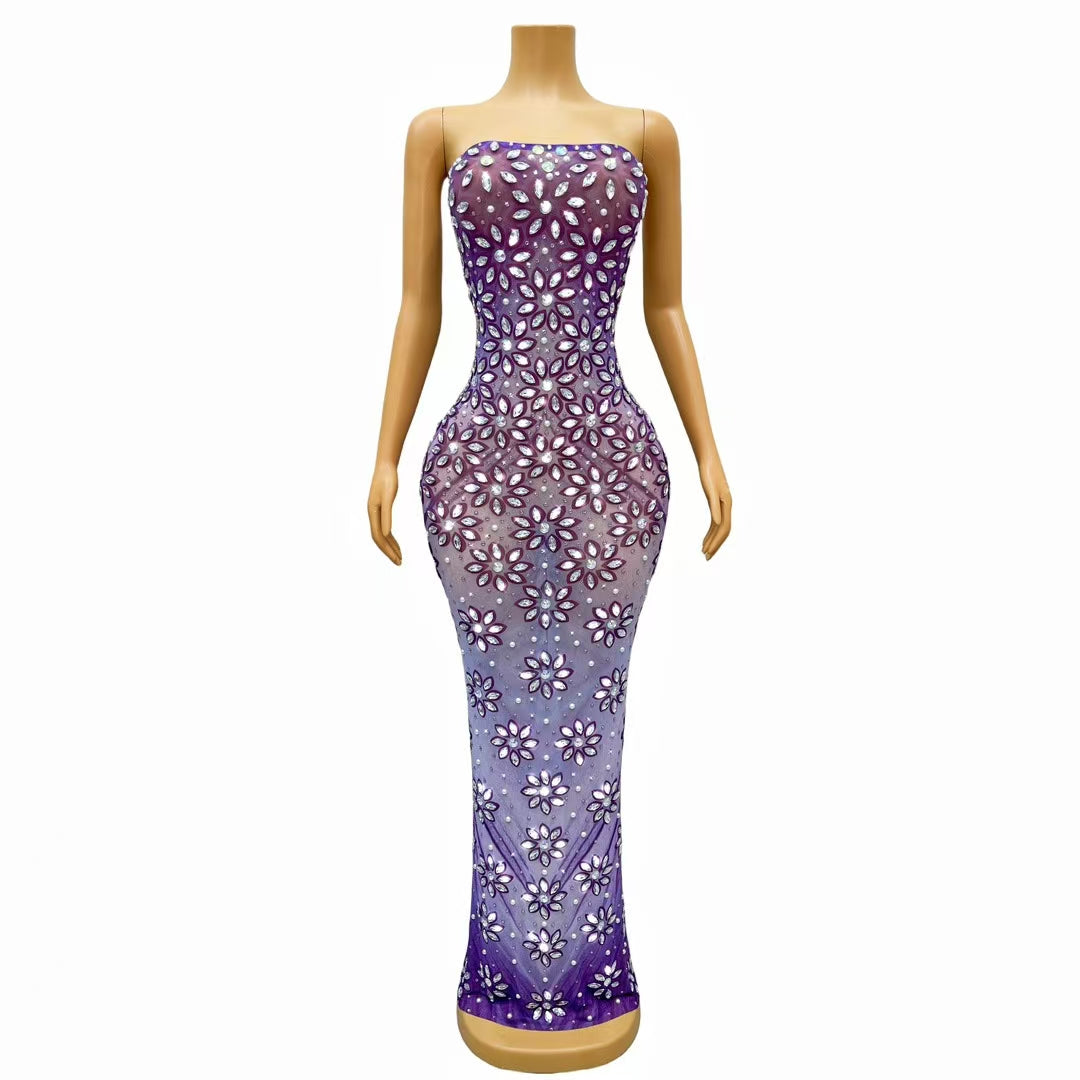 CELESINYI Youhuazi Crystal Purple Flower Gown