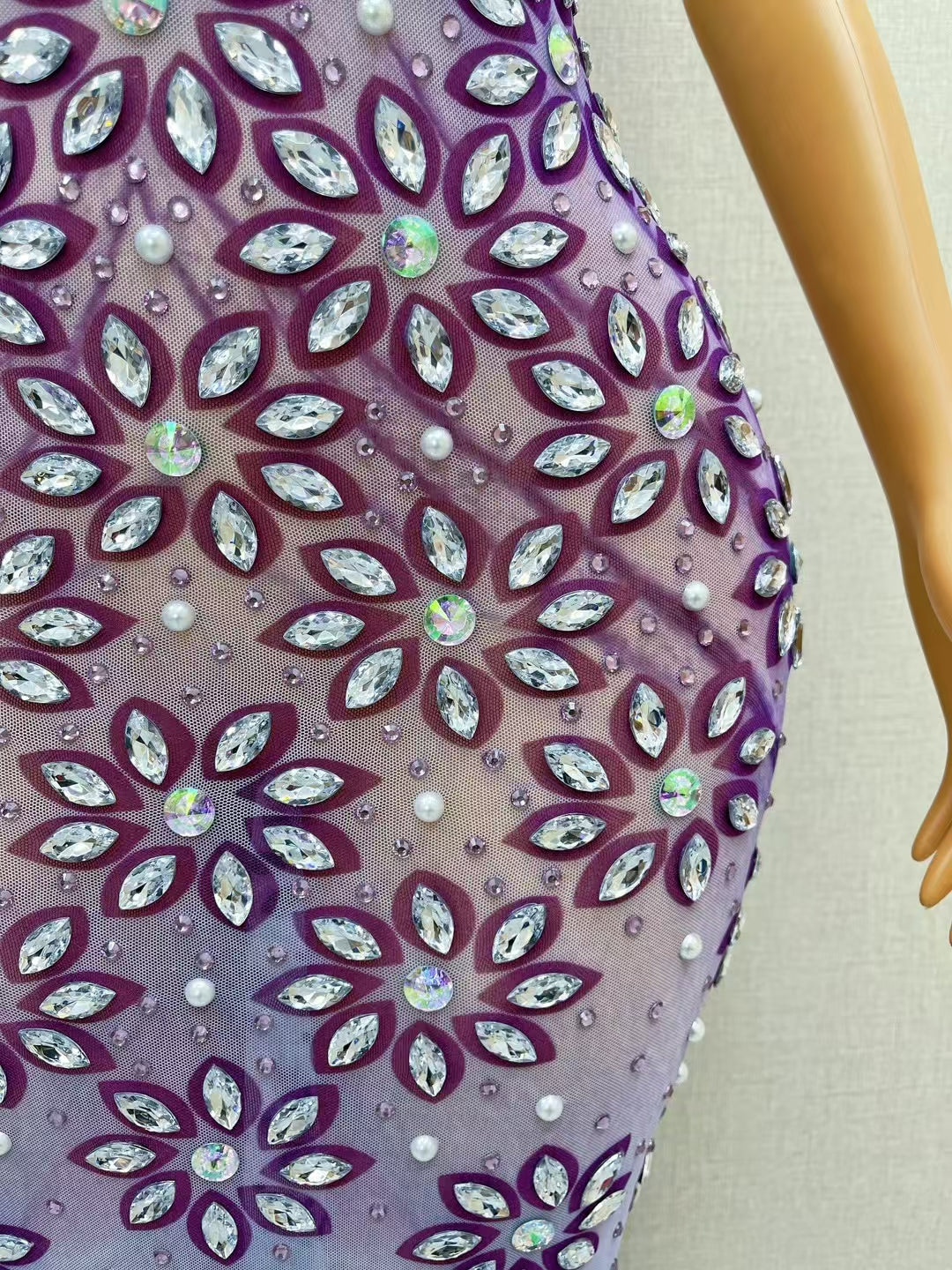 CELESINYI Youhuazi Crystal Purple Flower Gown