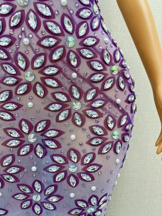 CELESINYI Youhuazi Crystal Purple Flower Gown