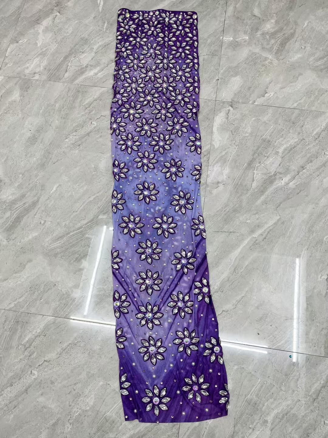 CELESINYI Youhuazi Crystal Purple Flower Gown