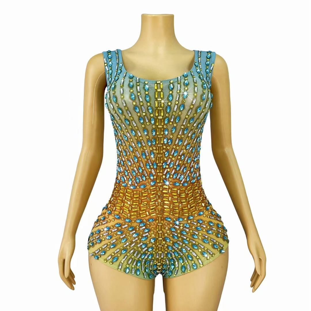 CELESINYI Sitiao Crystal Sky Yellow Leotard
