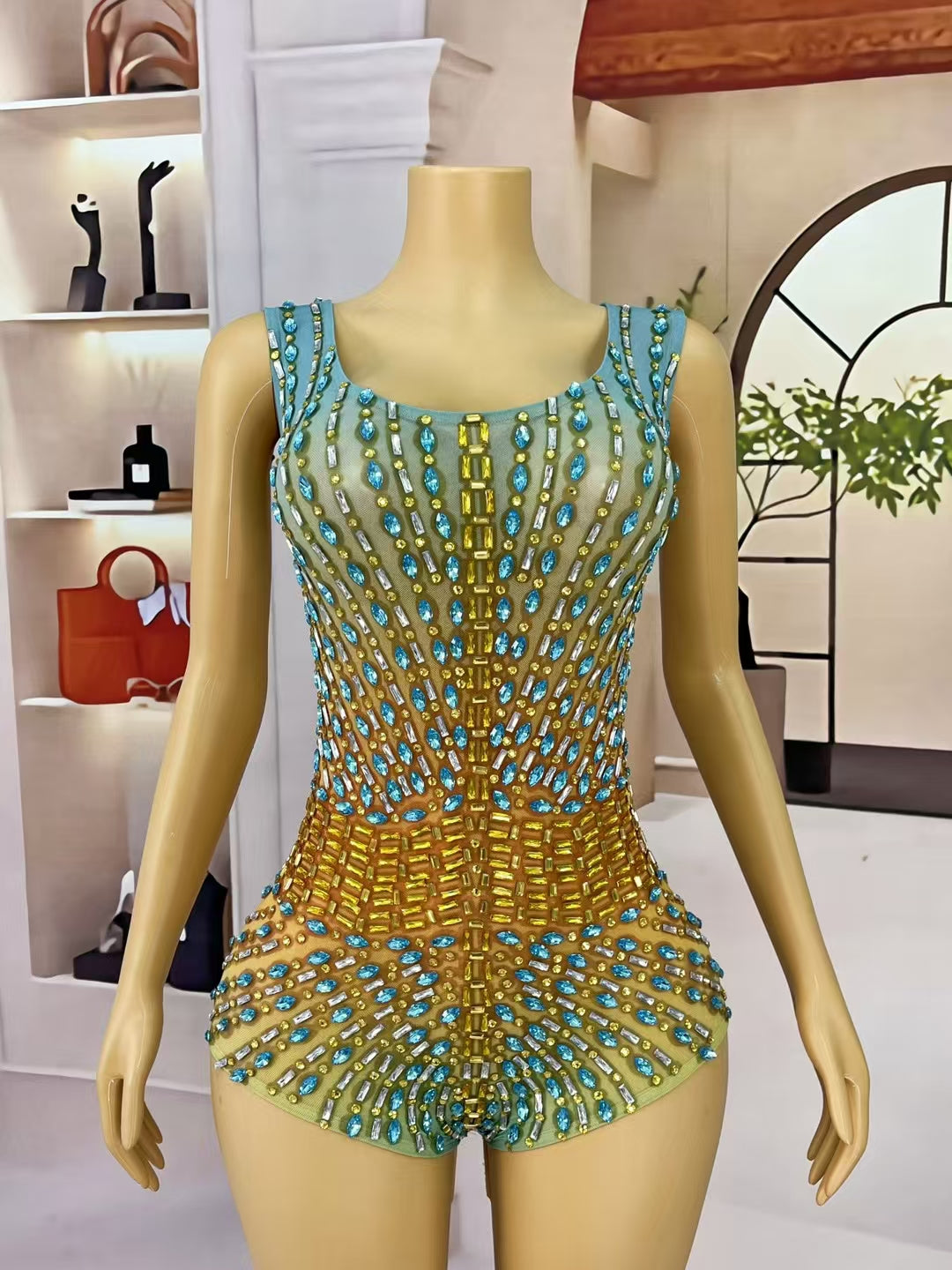 CELESINYI Sitiao Crystal Sky Yellow Leotard