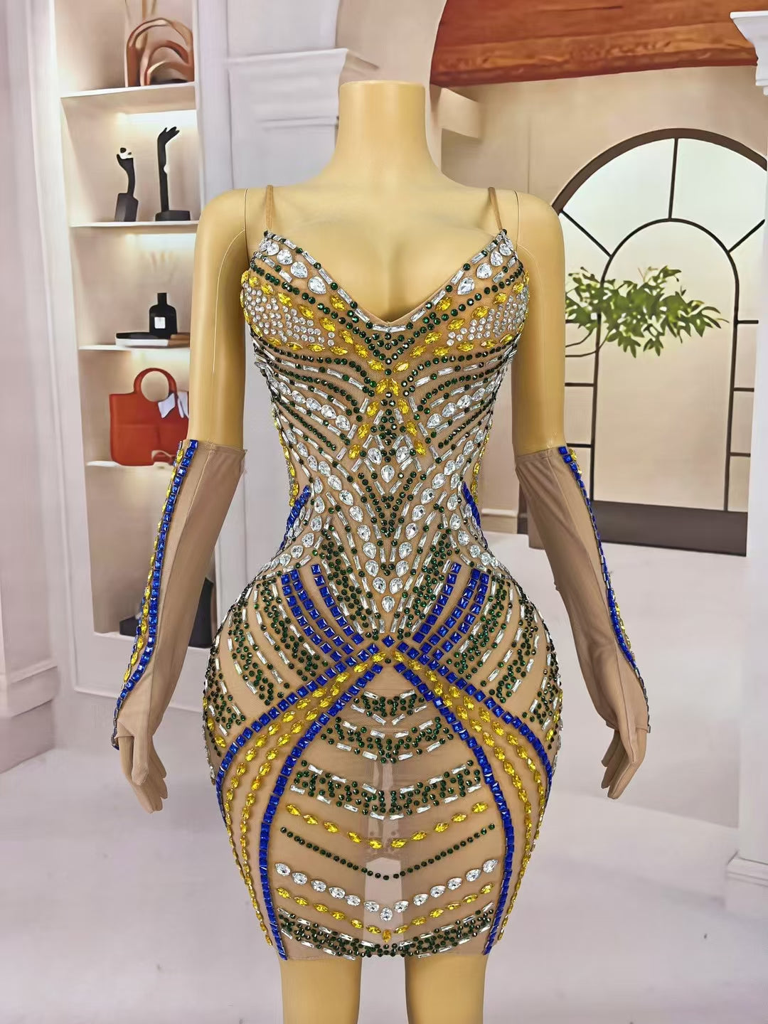 CELESINYI Jindie Crystal Jewel Butterfly Gown