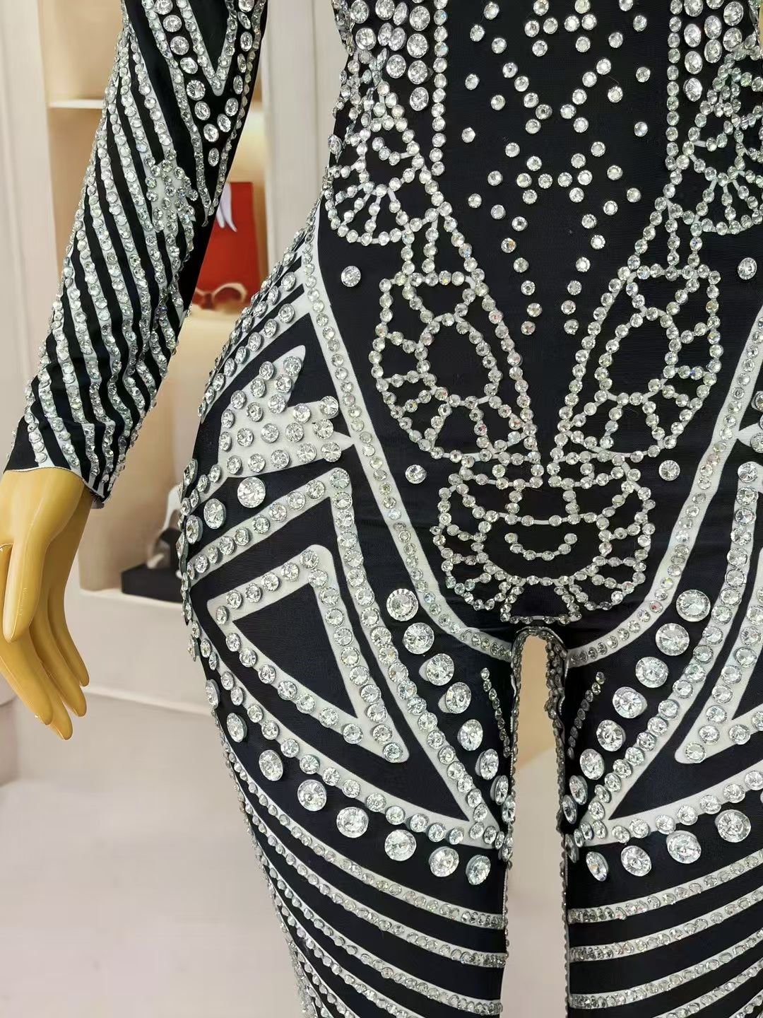 CELESINYI Mawenku Crystal Horse Print Catsuit