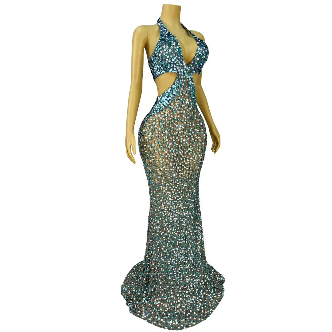 CELESINYI Beiduofen Crystal Mermaid Shell Gown