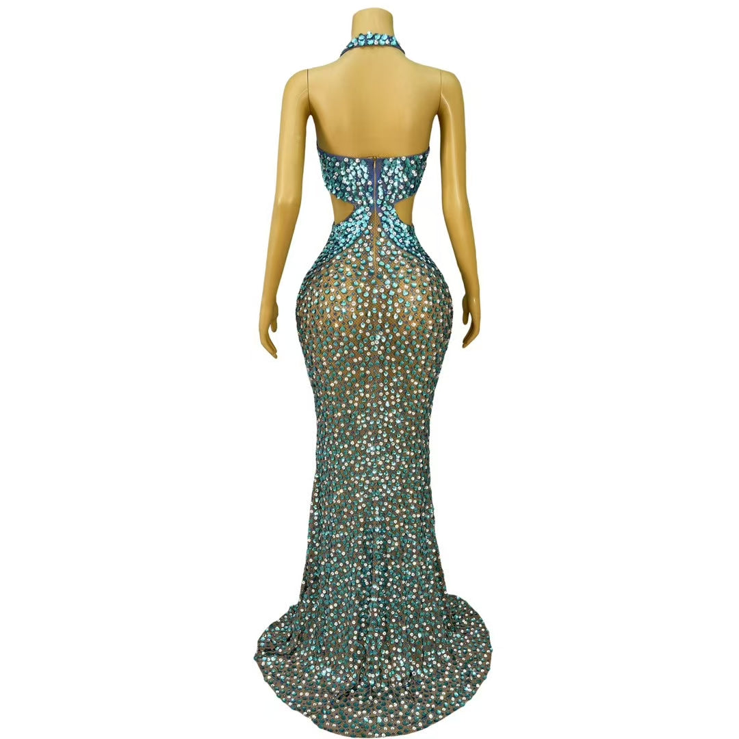 CELESINYI Beiduofen Crystal Mermaid Shell Gown