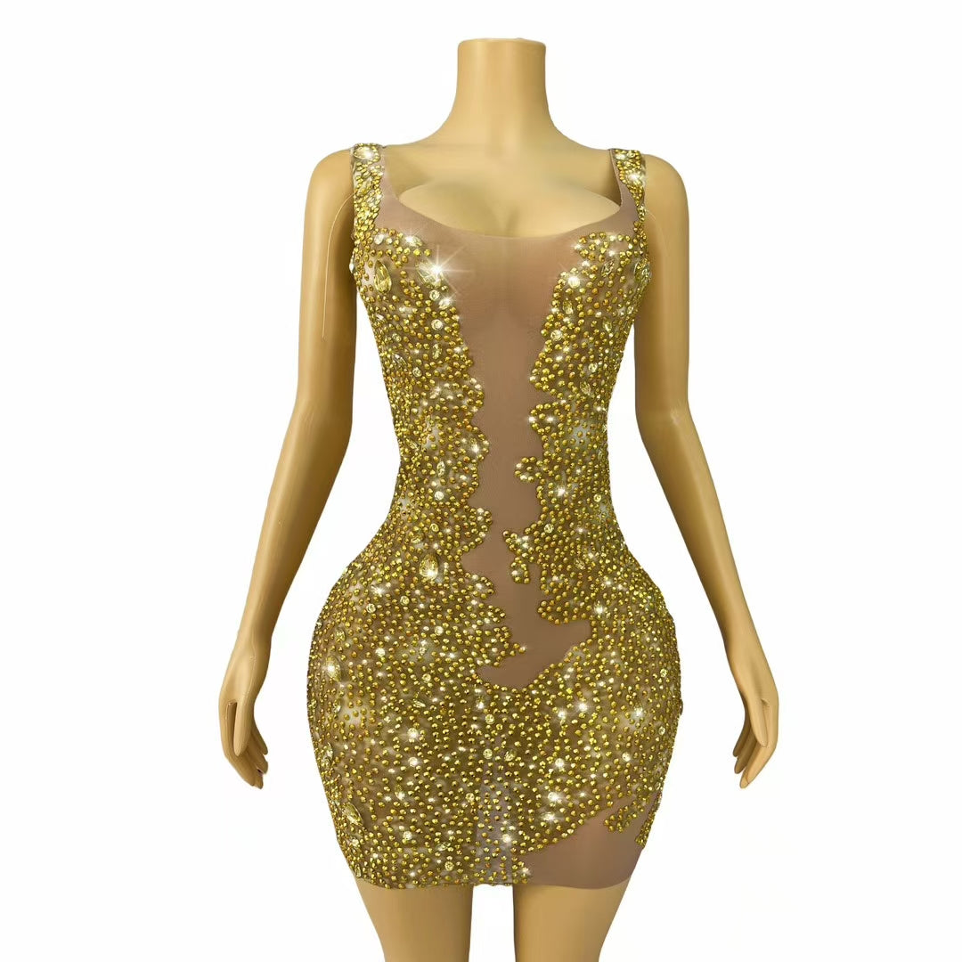 CELESINYI Jinbihui Crystal Lemon Illusion Gown