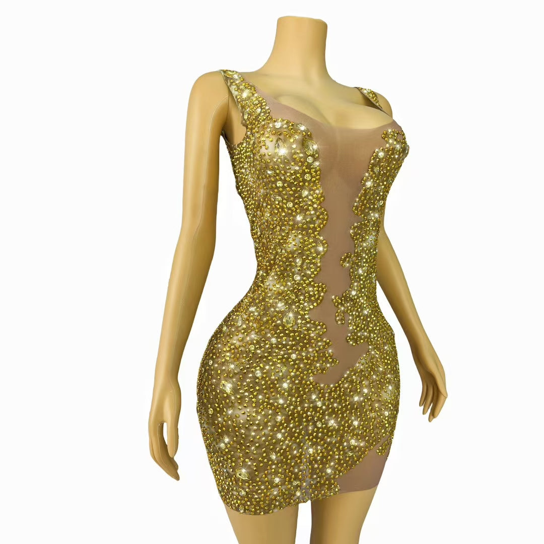 CELESINYI Jinbihui Crystal Lemon Illusion Gown