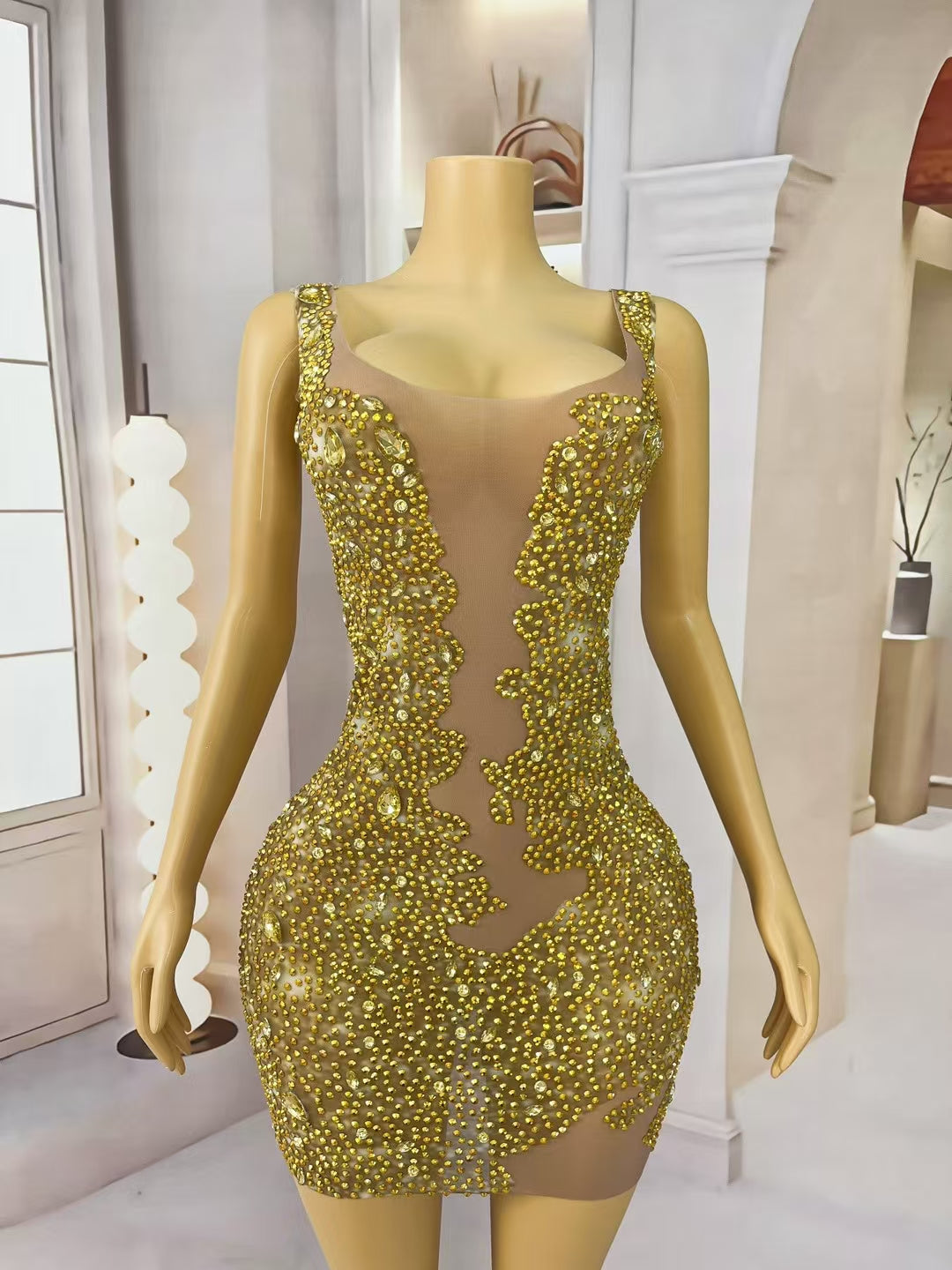 CELESINYI Jinbihui Crystal Lemon Illusion Gown