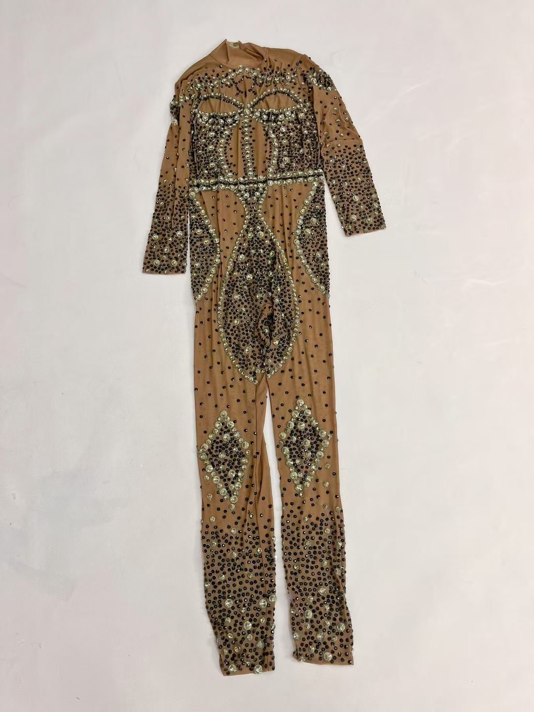 CELESINYI Moyu Crystal Nude Stud Catsuit
