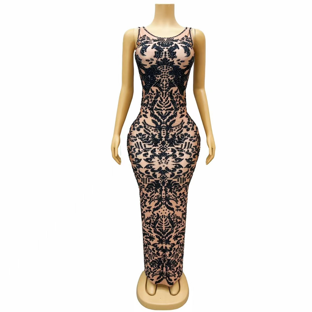 CELESINYI Heijiao Crystal Black Baroque Gown
