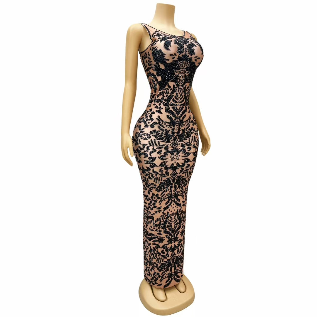 CELESINYI Heijiao Crystal Black Baroque Gown