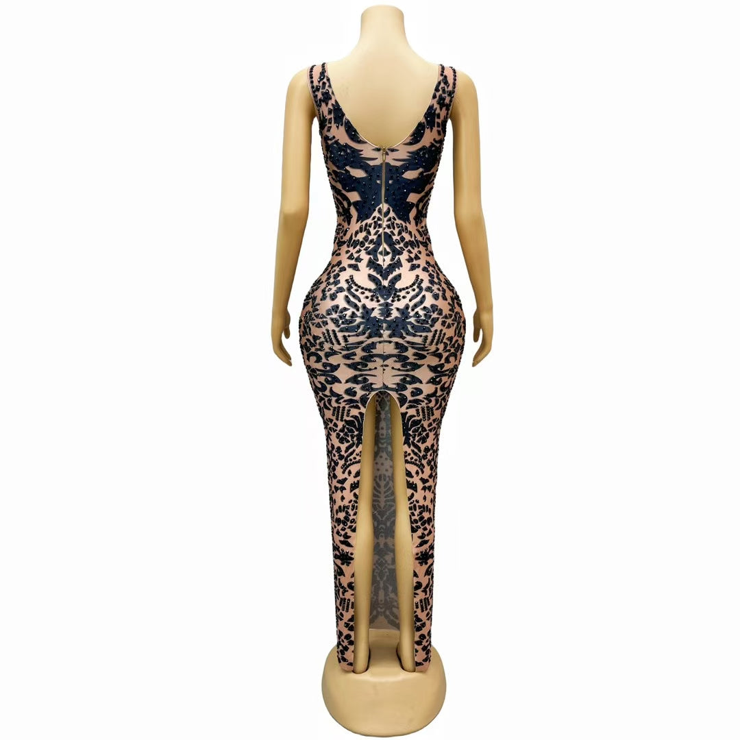 CELESINYI Heijiao Crystal Black Baroque Gown