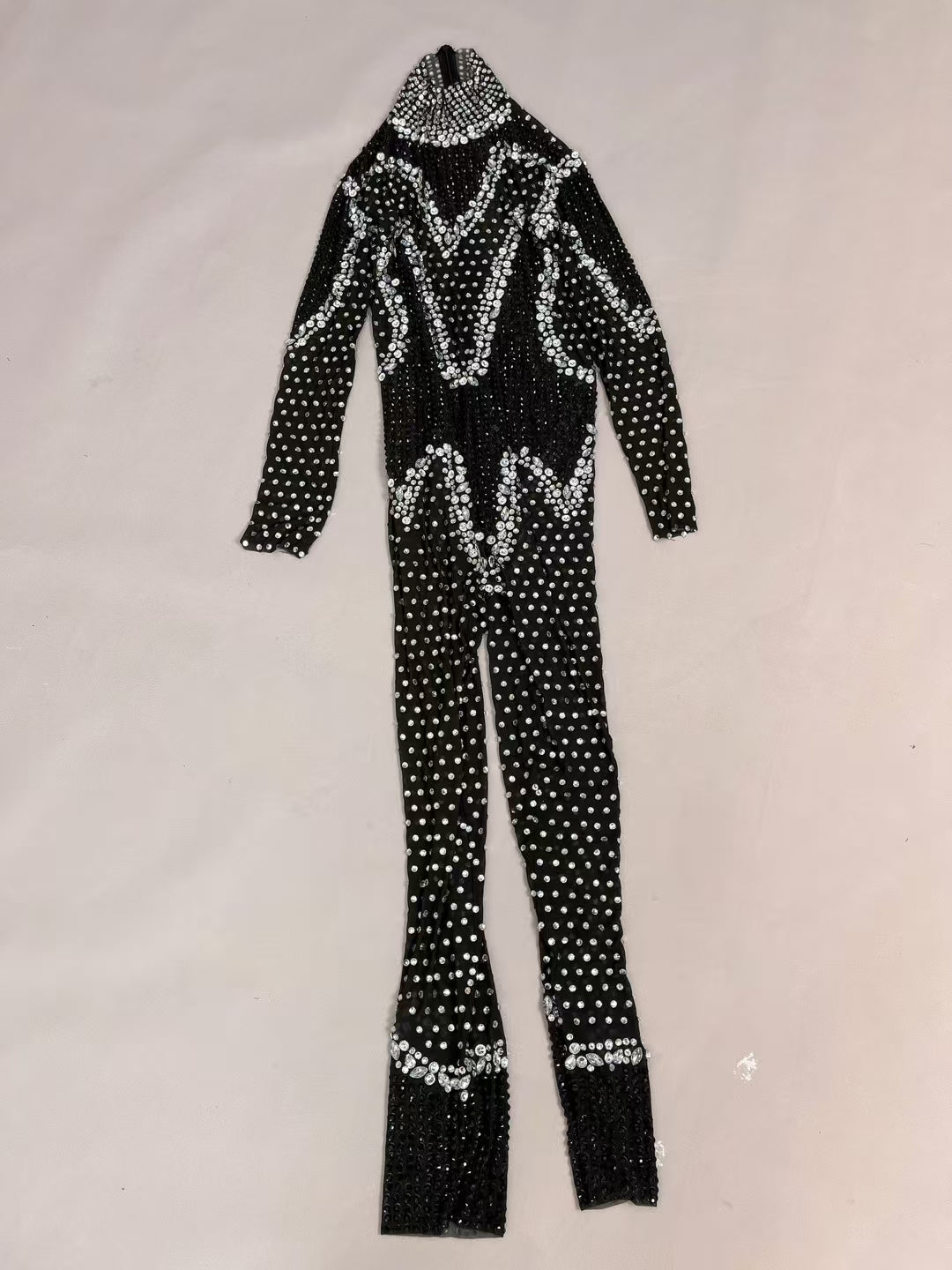 CELESINYI Bandian Crystal Black Full Stone Catsuit