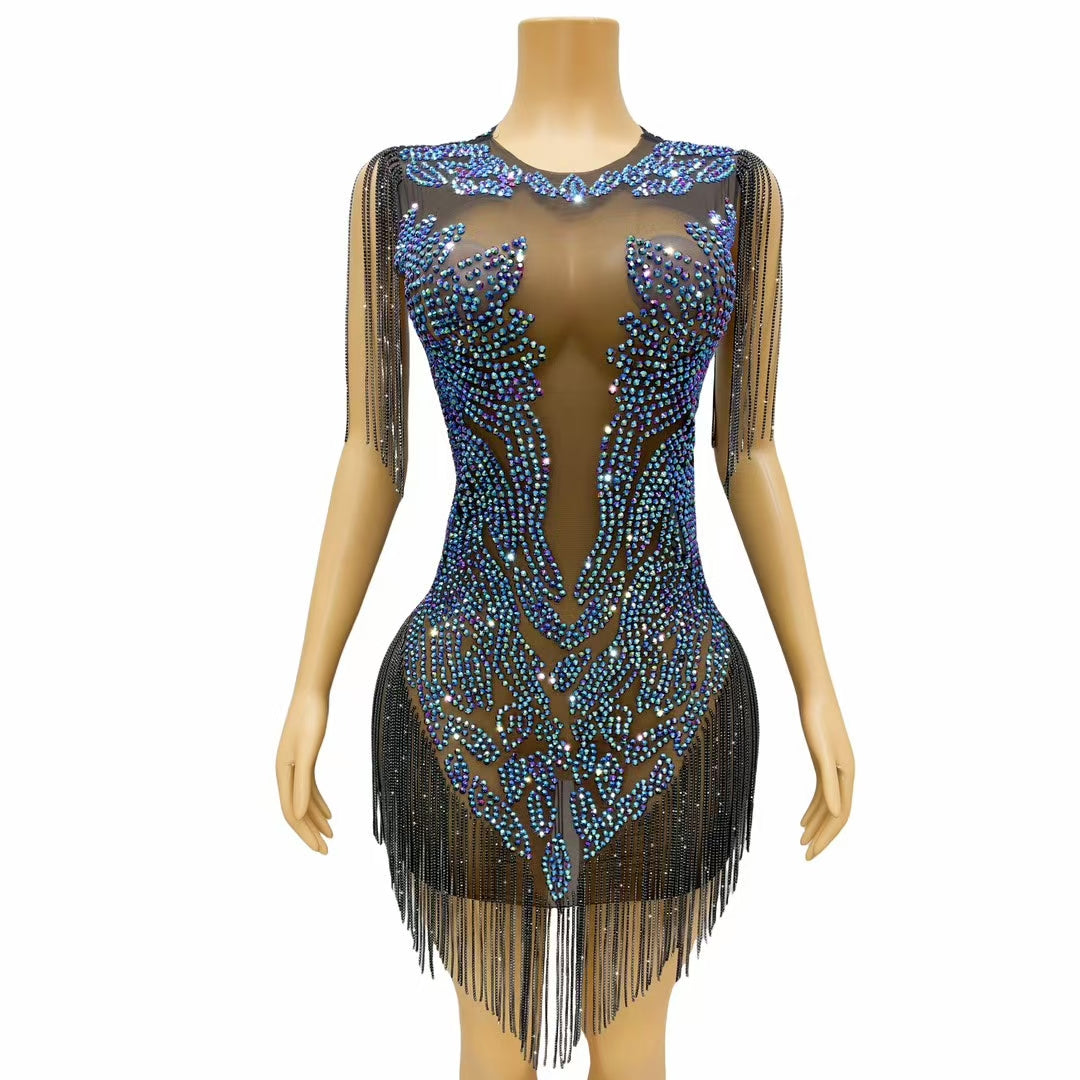 CELESINYI Heichi Crystal AB Fire Bodysuit