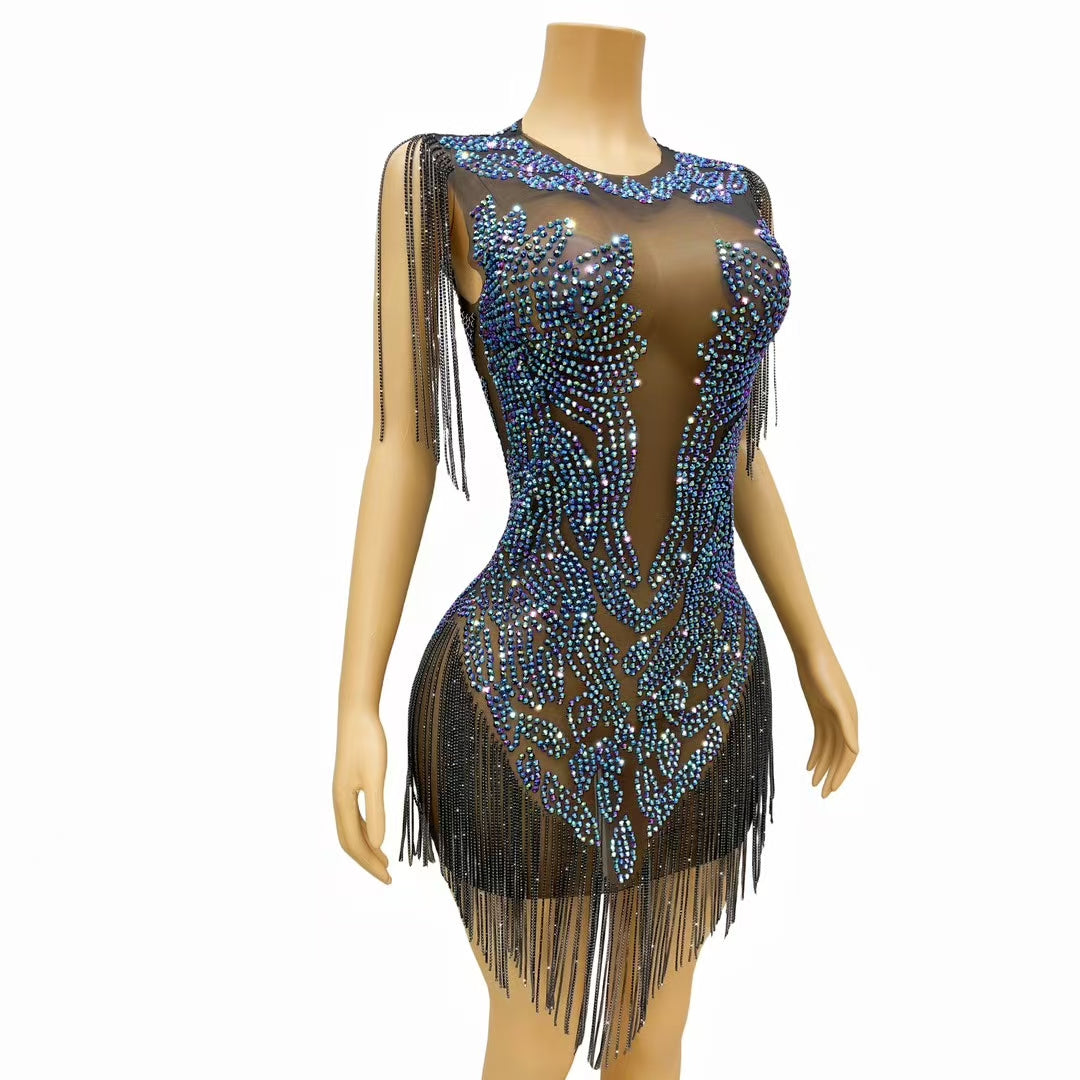 CELESINYI Heichi Crystal AB Fire Bodysuit