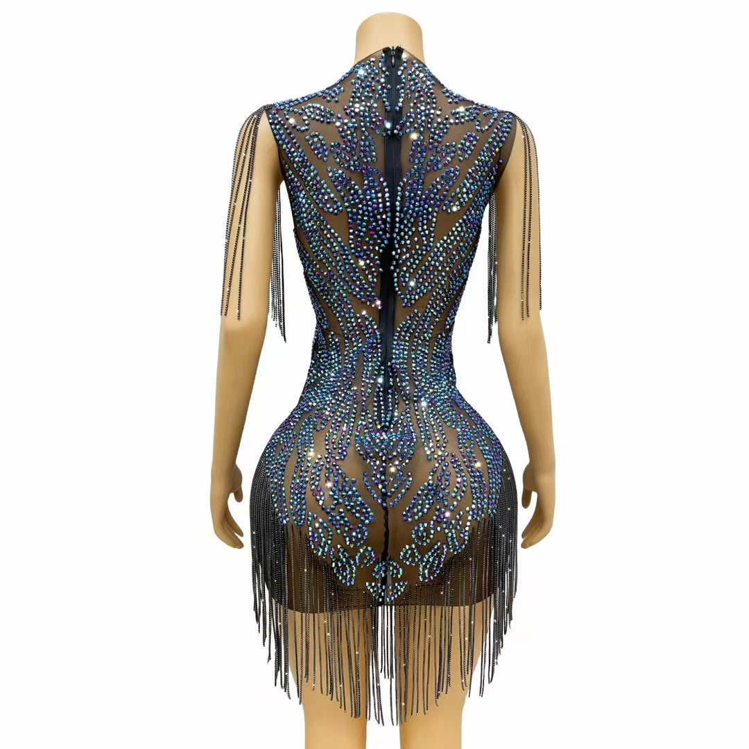 CELESINYI Heichi Crystal AB Fire Bodysuit