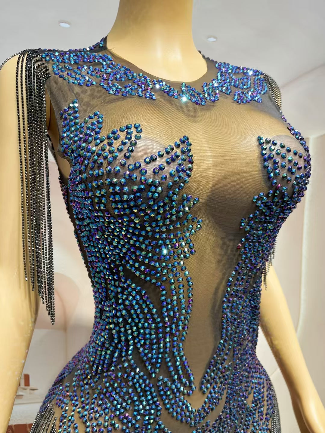 CELESINYI Heichi Crystal AB Fire Bodysuit