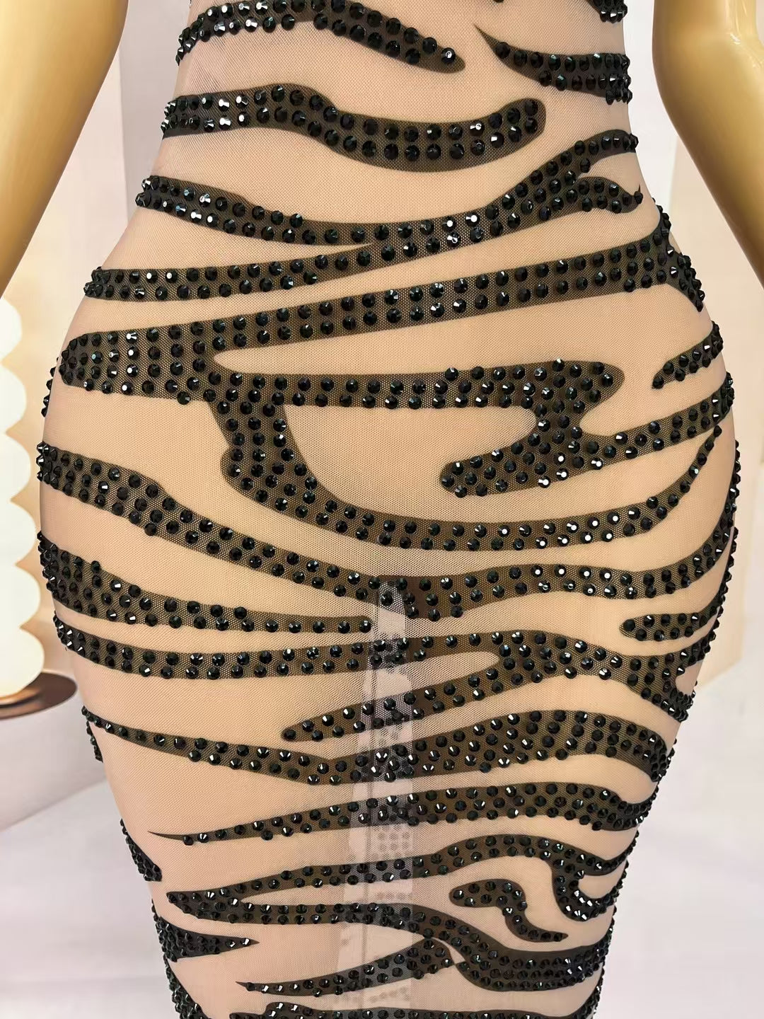 CELESINYI Modeng Crystal Zebra Leopard Gown