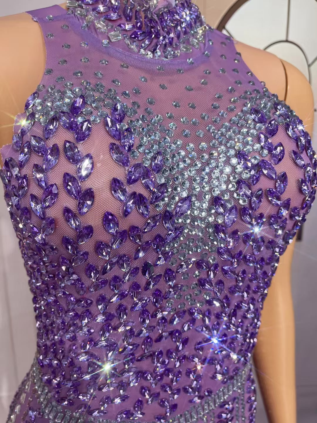 CELESINYI Zizi Crystal Amethyst Vine Gown